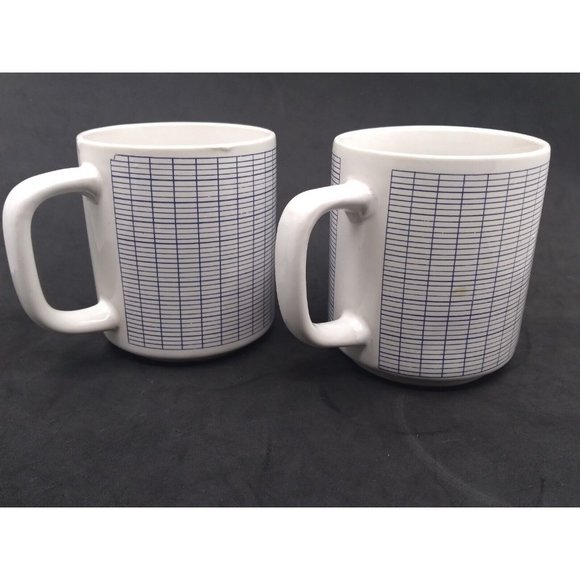 Vtg.set 2 Unmarked Graph Grid Blue Lines Math Phyiscs Mugs - Picture 8 of 16
